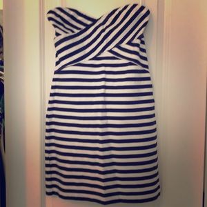 New navy white strapless dress